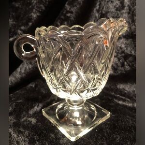 10245 VTG Creamer Indiana Clear Glass Square Pedestal Bottom Pressed Pretzel